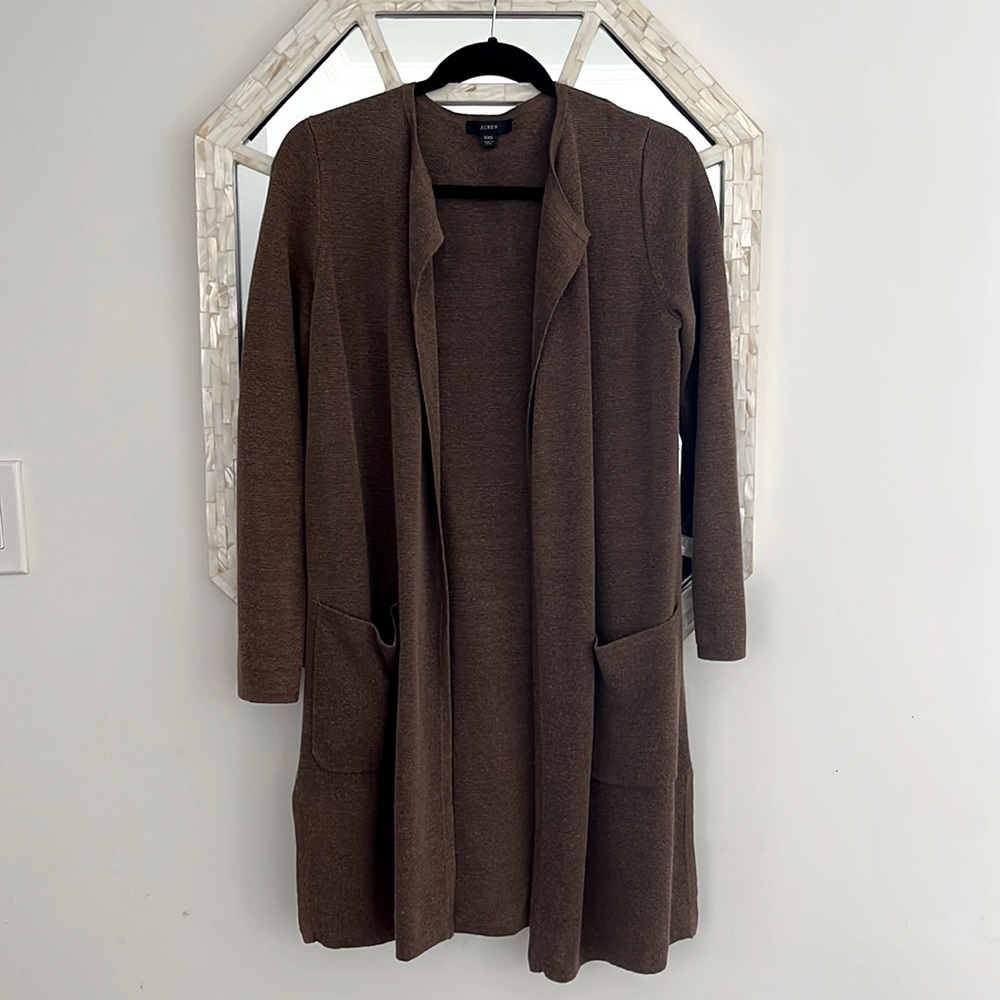 J.Crew Juliette Linen Brown Cardigan Size XXS